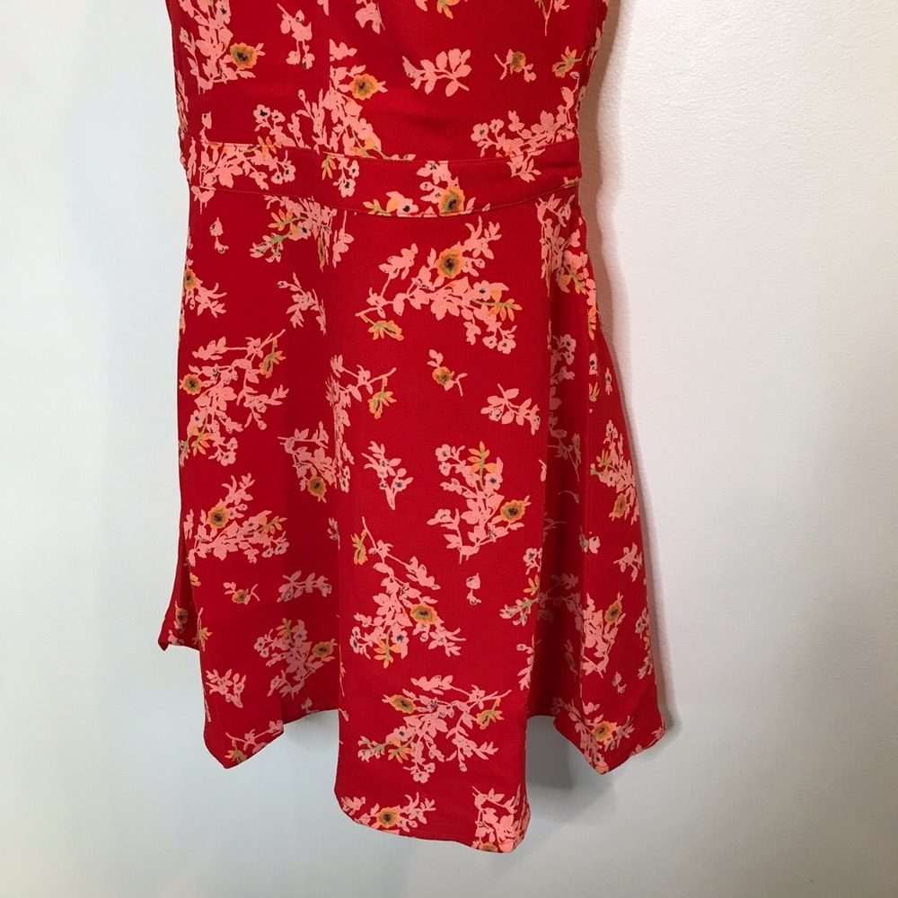 NEW 19 Cooper Red Floral Halter Dress Flare Large - Picture 4 of 9